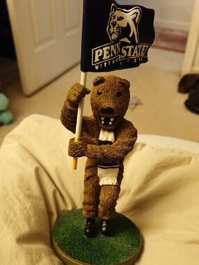 Penn State Nittany Lions Blue & Brown Mascot Flag Figurine